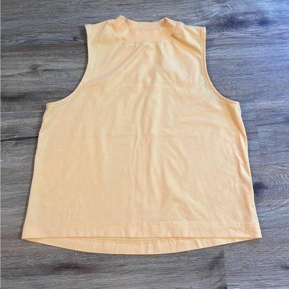 All in Motion Pale Yellow Supima Cotton Workout Muscle Tee Tank Top - Picture 3 of 9